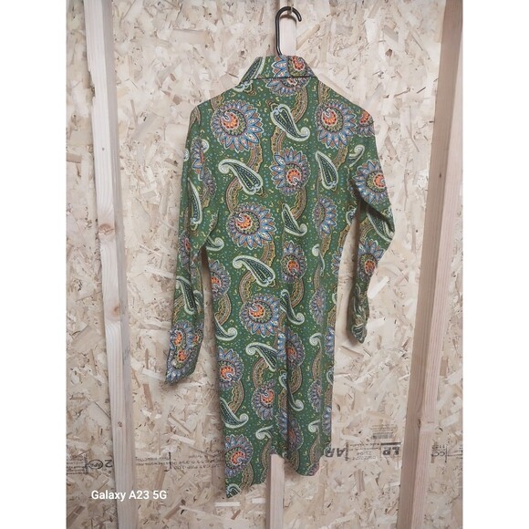 Vintage Minnesota Woolen Size 10 Green Paisley Dress Mod 60s Collared - Picture 5 of 8